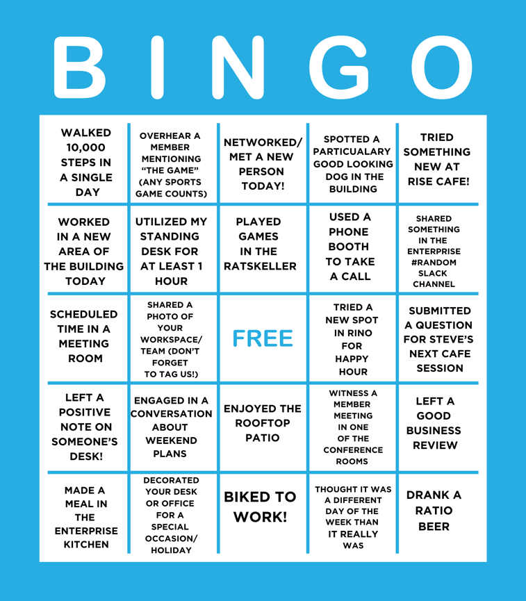 Enterprise Coworking Bingo Card